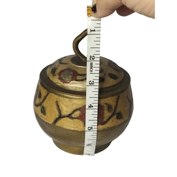 Vintage Penco Industries  Brass Enamel Trinket Box - Picture 5 of 9